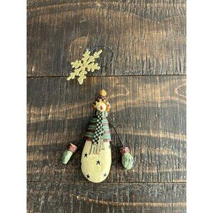 Vintage Williraye Studio Snowman Ornament With Snowflake Hanging Decor For Chris